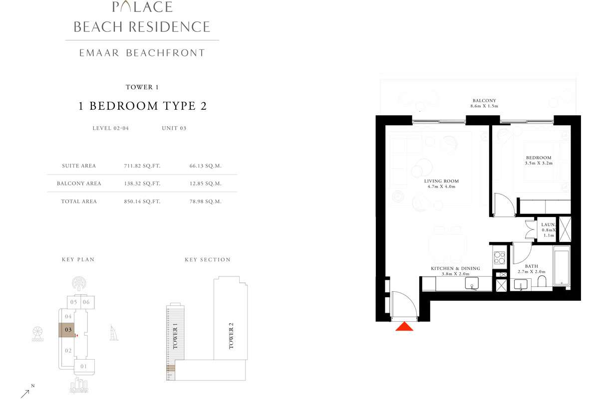 1 Bedroom, Type 2, Level 2-4, Unit 3
